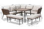 Lillian Modern and Contemporary Light Grey Upholstered and Brown Finished 5-Piece Woven Rattan Outdoor Patio Set MLM-210505-Grey By Baxton Studio