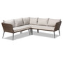 Lillian Modern and Contemporary Light Grey Upholstered and Brown Finished 5-Piece Woven Rattan Outdoor Patio Set MLM-210505-Grey By Baxton Studio