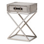 William Modern French Industrial Silver Metal 1-Drawer Nightstand JY1955-NS By Baxton Studio