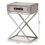 William Modern French Industrial Silver Metal 1-Drawer Nightstand JY1955-NS By Baxton Studio