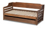 Jameson Modern and Transitional Walnut Brown Finished Expandable Twin Size to King Size Daybed with Storage Drawer MG0033-1-Walnut-Daybed By Baxton Studio