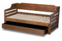 Jameson Modern and Transitional Walnut Brown Finished Expandable Twin Size to King Size Daybed with Storage Drawer MG0033-1-Walnut-Daybed By Baxton Studio