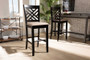 Jason Modern and Contemporary Sand Fabric Upholstered and Espresso Brown Finished Wood 2-Piece Bar Stool Set RH317B-Sand/Dark Brown-BS By Baxton Studio