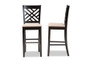 Jason Modern and Contemporary Sand Fabric Upholstered and Espresso Brown Finished Wood 2-Piece Bar Stool Set RH317B-Sand/Dark Brown-BS By Baxton Studio