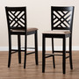 Jason Modern and Contemporary Sand Fabric Upholstered and Espresso Brown Finished Wood 2-Piece Bar Stool Set RH317B-Sand/Dark Brown-BS By Baxton Studio