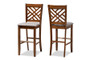 Jason Modern and Contemporary Grey Fabric Upholstered and Walnut Brown Finished Wood 2-Piece Bar Stool Set RH317B-Grey/Walnut-BS By Baxton Studio