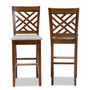 Jason Modern and Contemporary Grey Fabric Upholstered and Walnut Brown Finished Wood 2-Piece Bar Stool Set RH317B-Grey/Walnut-BS By Baxton Studio