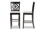 Alexandra Modern and Contemporary Grey Fabric Upholstered and Espresso Brown Finished Wood 2-Piece Bar Stool Set RH322B-Grey/Dark Brown-BS By Baxton Studio