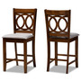 Lenoir Modern and Contemporary Grey Fabric Upholstered Walnut Brown Finished Wood 2-Piece Counter Height Pub Chair Set RH315P-Grey/Walnut-PC By Baxton Studio