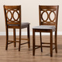 Lenoir Modern and Contemporary Grey Fabric Upholstered Walnut Brown Finished Wood 2-Piece Counter Height Pub Chair Set RH315P-Grey/Walnut-PC By Baxton Studio