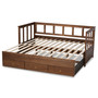 Kendra Modern and Contemporary Walnut Brown Finished Expandable Twin Size to King Size Daybed with Storage Drawers MG0035-Walnut-3DW-Daybed By Baxton Studio