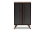Naoki Modern and Contemporary Two-Tone Grey and Walnut Finished Wood 2-Door Shoe Cabinet LV15SC15150-Columbia/Dark Grey-Shoe Cabinet By Baxton Studio