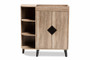 Wales Modern and Contemporary Rustic Oak Finished Wood 2-Door Shoe Storage Cabinet with Open Shelves Wales-Shoe Cabinet-Open Shelf By Baxton Studio