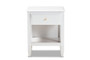 Naomi Classic and Transitional White Finished Wood 1-Drawer Bedroom Nightstand MG0038-White-NS By Baxton Studio