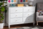 Naomi Classic and Transitional White Finished Wood 6-Drawer Bedroom Dresser MG0038-White-6DW-Dresser By Baxton Studio