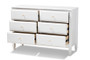 Naomi Classic and Transitional White Finished Wood 6-Drawer Bedroom Dresser MG0038-White-6DW-Dresser By Baxton Studio