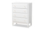 Naomi Classic and Transitional White Finished Wood 4-Drawer Bedroom Chest MG0038-White-4DW-Chest By Baxton Studio