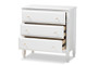 Naomi Classic and Transitional White Finished Wood 3-Drawer Bedroom Chest MG0038-White-3DW-Chest By Baxton Studio