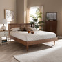 Rina Mid-Century Modern Ash Wanut Finished Wood And Synthetic Rattan Full Size Platform Bed With Wrap-Around Headboard MG97151-Ash Walnut Rattan-Full By Baxton Studio