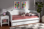 Alya Classic Traditional Farmhouse White Finished Wood Twin Size Daybed with Roll-Out Trundle Bed MG0016-1-White-Daybed with Trundle By Baxton Studio