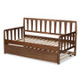 Midori Modern and Contemporary Transitional Walnut Brown Finished Wood Twin Size Daybed with Roll-Out Trundle Bed MG0046-1-Walnut-Daybed with Trundle By Baxton Studio