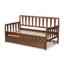 Midori Modern and Contemporary Transitional Walnut Brown Finished Wood Twin Size Daybed with Roll-Out Trundle Bed MG0046-1-Walnut-Daybed with Trundle By Baxton Studio