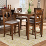 Lenoir Modern and Contemporary Grey Fabric Upholstered Walnut Brown Finished 5-Piece Wood Pub Set RH315P-Grey/Walnut-5PC Pub Set By Baxton Studio