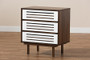 Meike Mid-Century Modern Two-Tone Walnut Brown and White Finished Wood 3-Drawer Nightstand LV14COD14230WI-Columbia/White-3DW-Nightstand By Baxton Studio