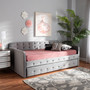 Jona Modern and Contemporary Transitional Grey Velvet Fabric Upholstered and Button Tufted Twin Size Daybed with Trundle CF9183-Grey-Daybed-T/T By Baxton Studio