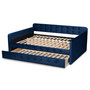 Jona Modern and Contemporary Transitional Navy Blue Velvet Fabric Upholstered and Button Tufted Full Size Daybed with Trundle CF9183-Navy Blue-Daybed-F/T By Baxton Studio