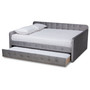 Jona Modern and Contemporary Transitional Grey Velvet Fabric Upholstered and Button Tufted Queen Size Daybed with Trundle CF9183-Grey-Daybed-Q/T By Baxton Studio