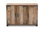 Cyrille Modern and Contemporary Farmhouse Rustic Finished Wood 3-Door Shoe Cabinet ID-SC002-Yosemile Oak-Shoe Rack By Baxton Studio