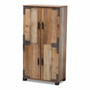 Cyrille Modern and Contemporary Farmhouse Rustic Finished Wood 4-Door Shoe Cabinet ID-SC003-Yosemile Oak-Shoe Rack By Baxton Studio