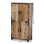 Cyrille Modern and Contemporary Farmhouse Rustic Finished Wood 4-Door Shoe Cabinet ID-SC003-Yosemile Oak-Shoe Rack By Baxton Studio