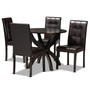 Elira Modern and Contemporary Dark Brown Faux Leather Upholstered and Dark Brown Finished Wood 5-Piece Dining Set Elira-Dark Brown-5PC Dining Set By Baxton Studio