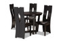 Sorley Modern and Contemporary Dark Brown Faux Leather Upholstered and Dark Brown Finished Wood 5-Piece Dining Set Sorley-Dark Brown-5PC Dining Set By Baxton Studio