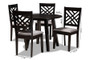 Lilly Modern and Contemporary Grey Fabric Upholstered and Dark Brown Finished Wood 5-Piece Dining Set Lilly-Grey/Dark Brown-5PC Dining Set By Baxton Studio