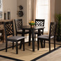 Lilly Modern and Contemporary Grey Fabric Upholstered and Dark Brown Finished Wood 5-Piece Dining Set Lilly-Grey/Dark Brown-5PC Dining Set By Baxton Studio