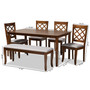 Andor Modern and Contemporary Grey Fabric Upholstered and Walnut Brown Finished Wood 6-Piece Dining Set RH330C-Grey/Walnut-6PC Dining Set By Baxton Studio