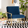 Janelle Luxe and Glam Royal Blue Velvet Fabric Upholstered and Gold Finished Living Room Accent Chair TSF-7754D-Royal Blue/Gold-CC By Baxton Studio