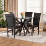 Jeane Modern and Contemporary Dark Brown Faux Leather Upholstered and Dark Brown Finished Wood 5-Piece Dining Set Jeane-Dark Brown-5PC Dining Set By Baxton Studio