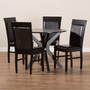 Jeane Modern and Contemporary Dark Brown Faux Leather Upholstered and Dark Brown Finished Wood 5-Piece Dining Set Jeane-Dark Brown-5PC Dining Set By Baxton Studio
