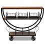 Frieda Rustic and Industrial Farmhouse Walnut Brown Finished Wood and Black Finished Metal Console Cart YLX-0906-015-Console Cart By Baxton Studio