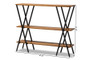 Norton Rustic and Industrial Walnut Brown Finished Wood and Black Finished Metal Console Table YLX-0906-020-Console By Baxton Studio