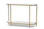 Dominic Modern and Contemporary Gold Metal Console Table with Faux Marble Tabletop WS-12219-Console By Baxton Studio