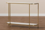 Dominic Modern and Contemporary Gold Metal Console Table with Faux Marble Tabletop WS-12219-Console By Baxton Studio