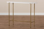 Samuel Modern and Contemporary Gold Finished Metal Console Table With Faux Marble Tabletop WS-12220-Console By Baxton Studio