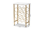 Ramona Modern and Contemporary Gold Finished Metal Wine Rack With Faux Marble Tabletop WS-12223-Wine Rack By Baxton Studio