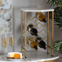 Phoebe Modern and Contemporary Gold Finished Metal Wine Rack With Faux Marble Tabletop  WS-12224-Wine Rack By Baxton Studio