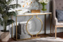 Caldwell Modern and Contemporary Gold Finished Metal Console Table With Faux Marble Tabletop WS-12218-Console By Baxton Studio